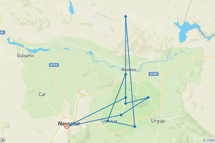 Map of 2 DAYS - Cappadocia North & South Tour with Accommodation