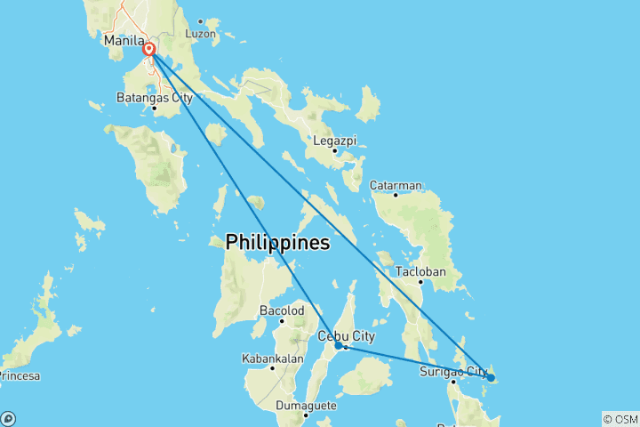 Map of 8 Days Cebu & Siargao: Ultimate Island Getaway