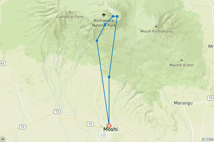 Carte du circuit Ascension du sommet du pic Uhuru par la route d'Umbwe