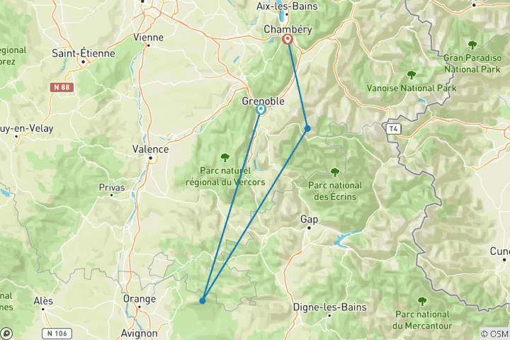 Carte du circuit Alpes françaises, Tour de l'Alpe d'Huez #FrenchCols Premium Guided Tour (Advanced Level)