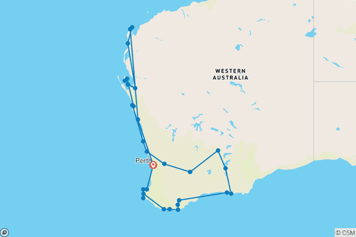 Karte von Aktiv Westaustralien Abenteuer Tour