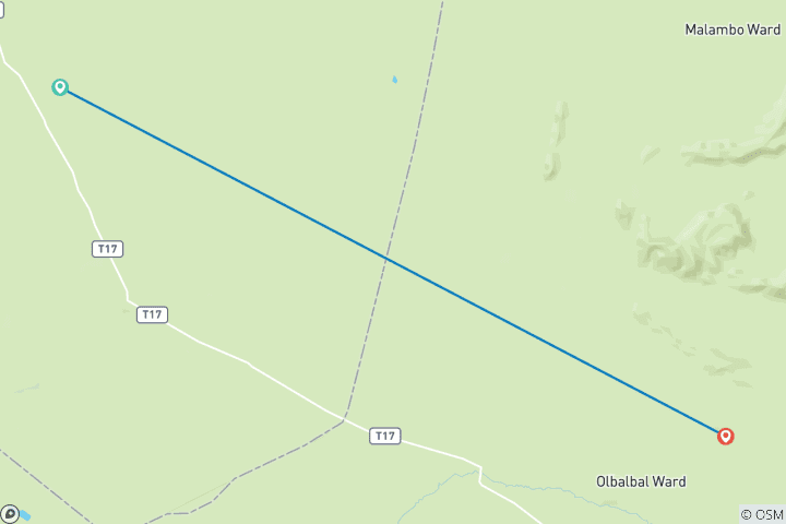 Mapa de Safari privado de 3 días con acampada visitando los parques nacionales del Serengeti y el Ngorongoro