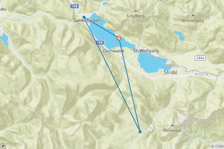 Carte du circuit A travers les alpages du Salzkammergut pour les familles
