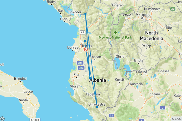 Map of Top Must-See Attractions in Albania (North and South)