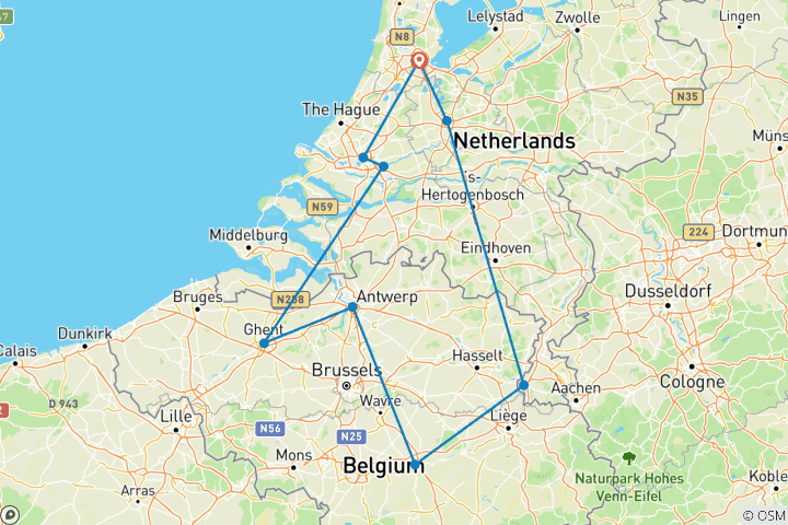 Karte von Das Beste von Holland & Belgien (Amsterdam - Amsterdam)