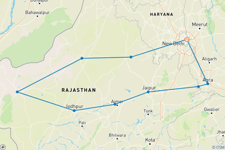 Karte von Luxuriöses Rajasthan Intro