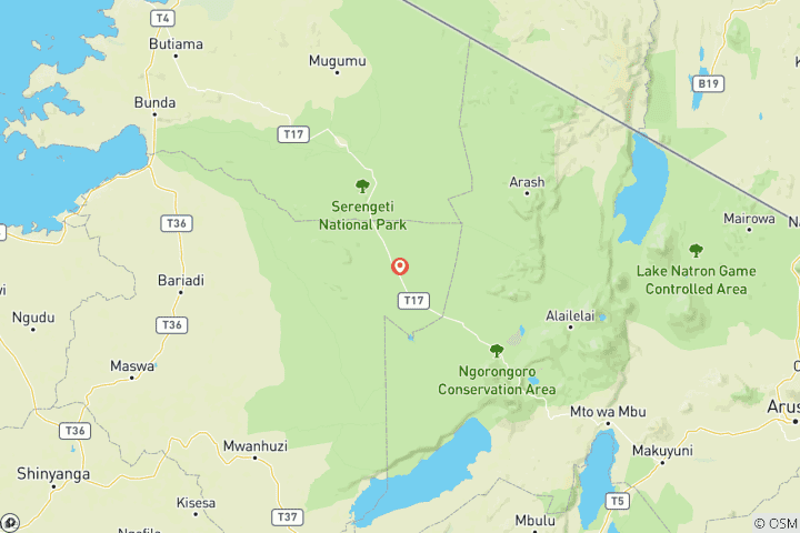 Mapa de Safari en globo por el Serengeti (1 día)