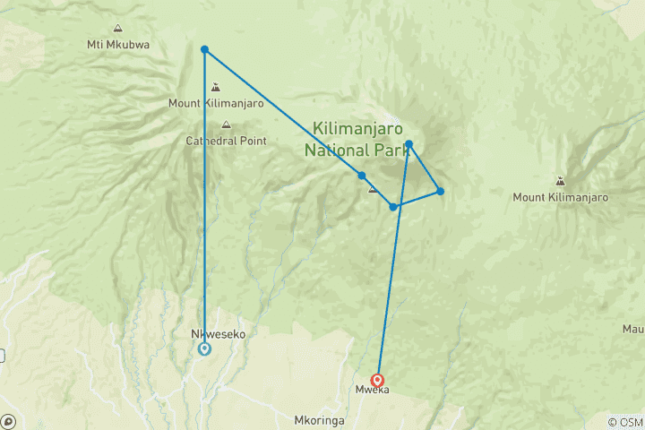 Mapa de Ruta Machame (7 días)