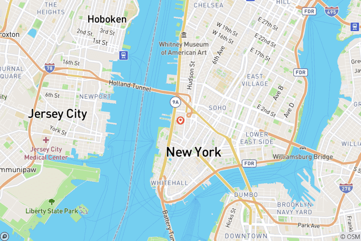 Carte du circuit Pleins feux sur les vacances à New York (2026)