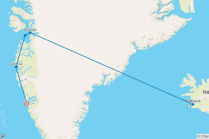Map of Iceland to Greenland: Glaciers, Fjords & Midnight Sun
