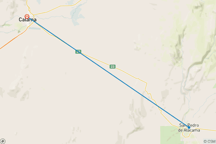 Carte du circuit 5 jours d'aventure dans le désert d'Atacama : Exploration, découverte et observation des étoiles