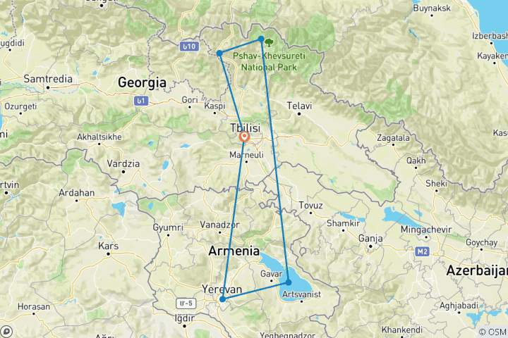 Mapa de Georgia y Armenia