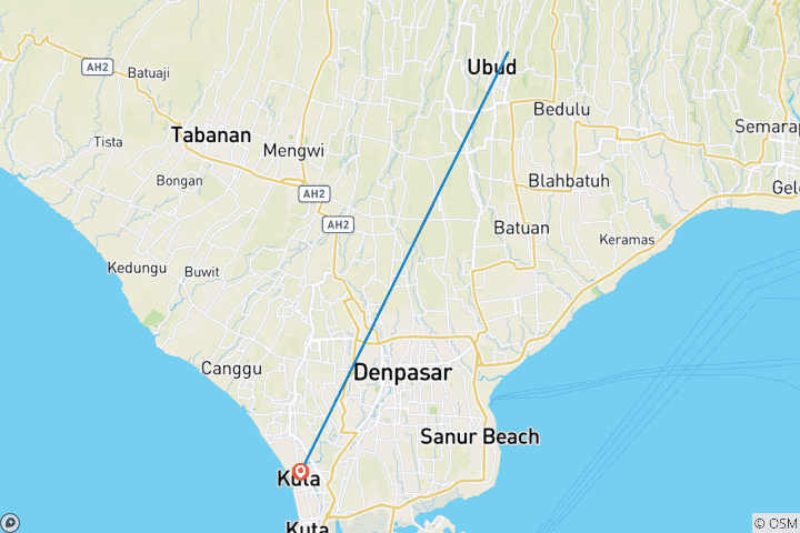 Carte du circuit 7 jours Bali Natural & Cultural (guide privé et chauffeur）)
