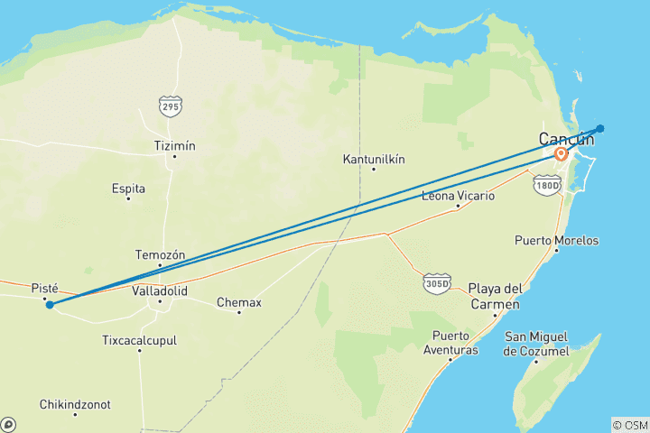 Carte du circuit Merveilles mayas et paradis des Caraïbes : Accès anticipé à Chichen Itza et catamaran à Isla Mujeres