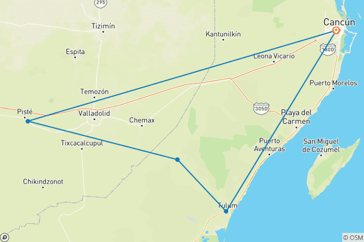 Map of Ultimate Cancun Adventure: Ancient Ruins (Chichen Itza, Tulum & Cobá), Cenotes & Mexican Flavors