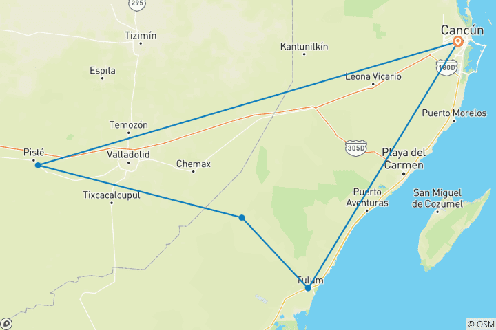 Map of Ultimate Cancun Adventure: Ancient Ruins (Chichen Itza, Tulum & Cobá), Cenotes & Mexican Flavors
