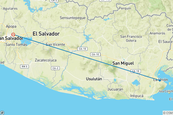 Map of 5 Days Private Wild East El Salvador Family Tour, Exclusive Guide