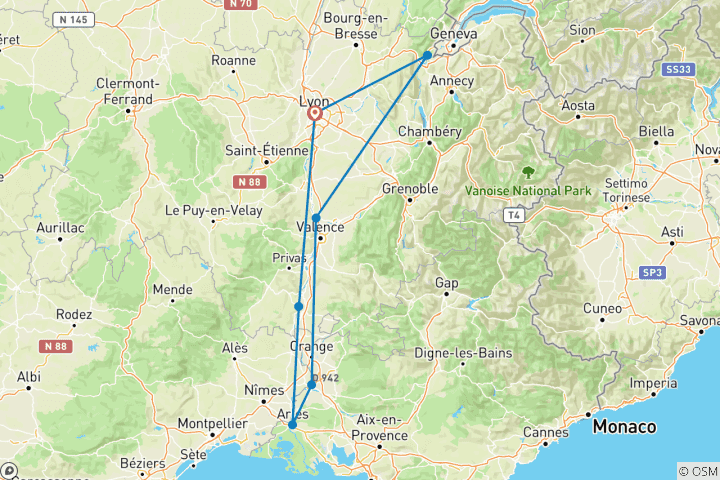 Map of Romantic Rhône Lyon → Lyon (2026)