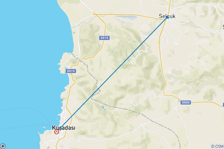 Carte du circuit Excursion en groupe à Éphèse et dans les maisons à terrasse