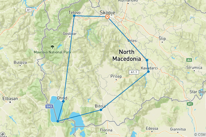 Karte von Rundreise Nordmazedonien (inkl Flug)
