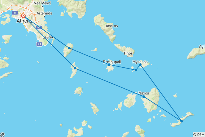 Mapa de Crucero por las Cícladas del Norte 2026