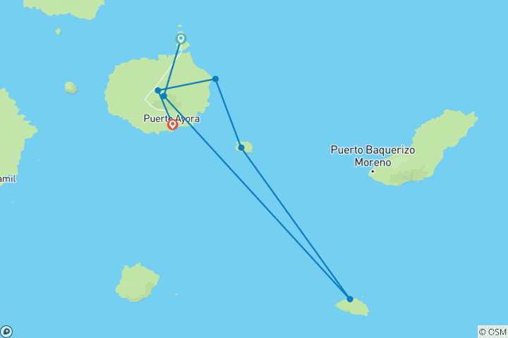 Carte du circuit Galapagos Angel - 4 jours itinéraire A