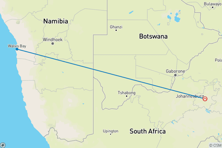 Carte du circuit Circuit de 3 jours en Namibie au départ de Johannesburg