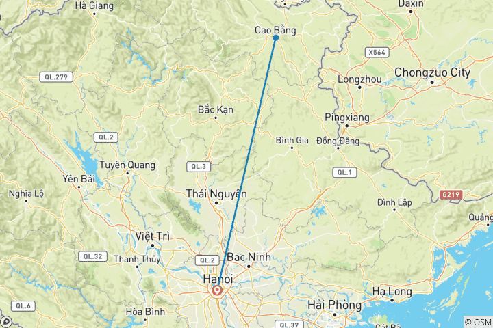 Mapa de Aventura rápida en el norte de Vietnam en 5 días