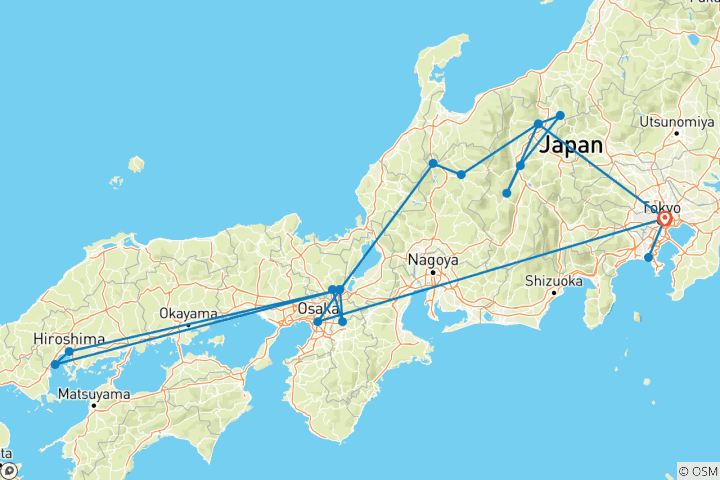 Kaart van Japan culturele hoogtepunten