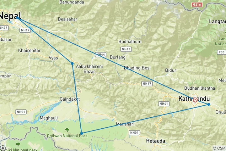 Mapa de Nepal clásico