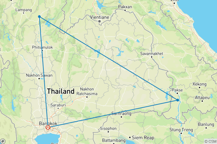 Carte du circuit Bangkok en 3 jours et 2 nuits : Temples, culture et croisière fluviale