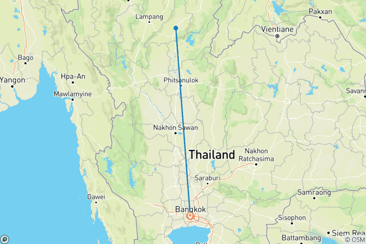 Map of Private Bangkok Highlights in 3 Days 2 Night: Temples, Culture & River Cruise