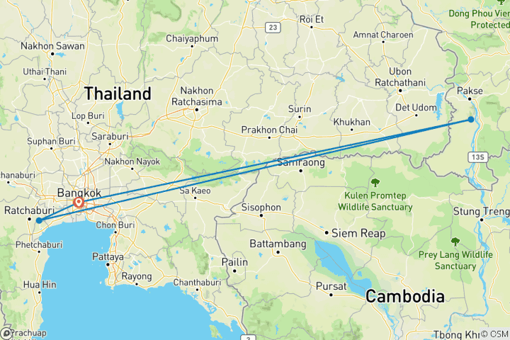 Mapa de Lo mejor de Bangkok en 4 días: Mercado Flotante, Templos Reales y Crucero por el Río