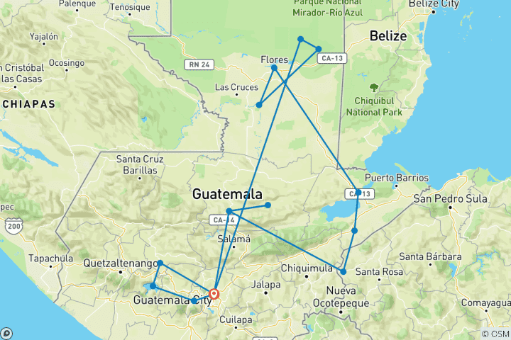 Carte du circuit Étonnant Guatemala - Partager le voyage