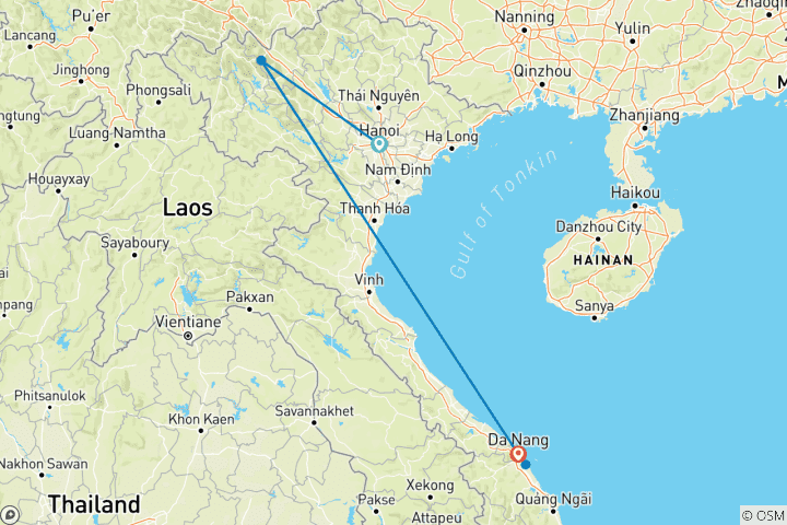 Carte du circuit Lune de miel de rêve au Vietnam : Une semaine de magie, de montagnes et de bonheur au bord de la mer