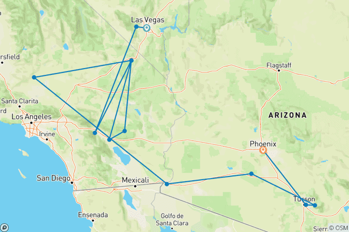 Carte du circuit Les grands parcs nationaux du désert américain (Fin Tucson)