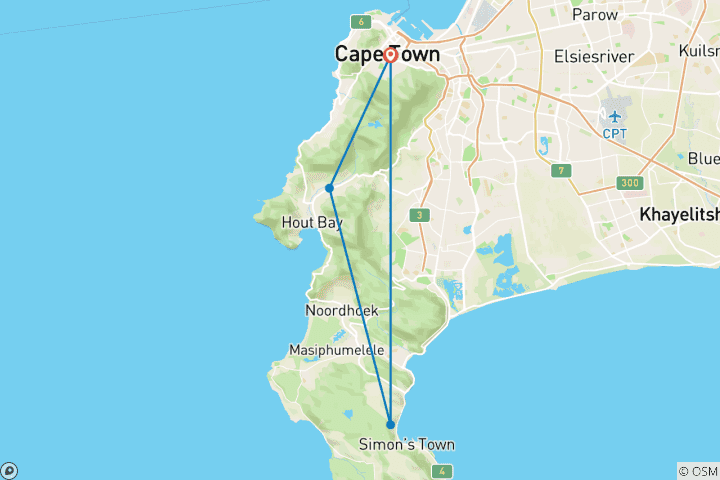 Map of 1 Day - Cape Peninsular Scenic Tour in South Africa