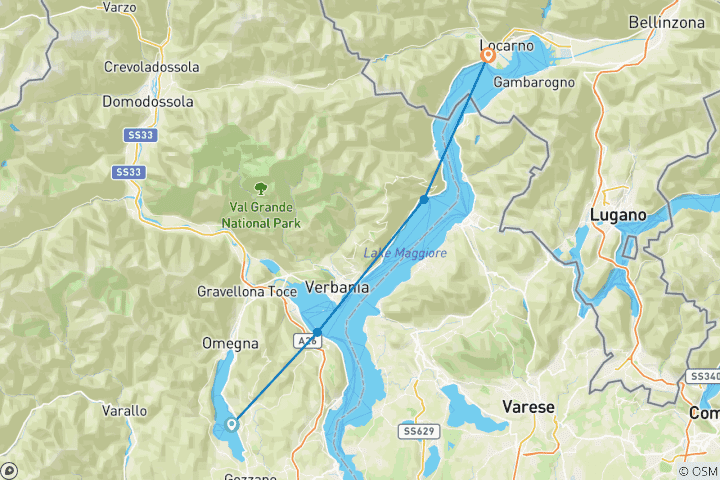 Map of Walking at Lakes Orta and Maggiore