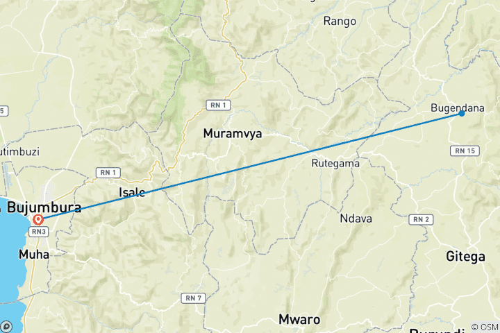 Kaart van Spannend avontuur in Burundi 5 dagen/4 nachten