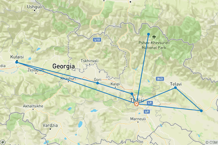 Map of Private Best Georgia Family Tour, Daily Starts and Exclusive Car