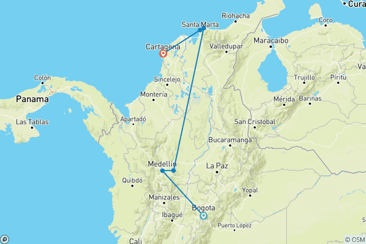 Karte von Kolumbien Adventure: Jungle Trekking zur Lost City