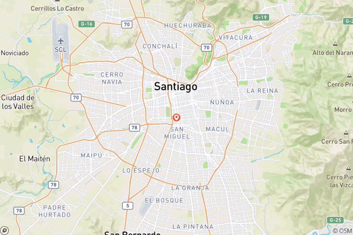 Karte von 4 Tage Santiago de Chile mit kleinem Budget