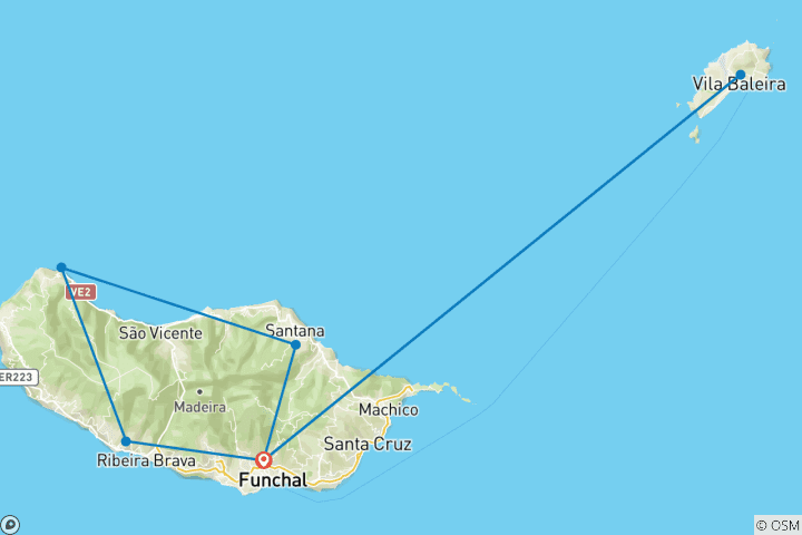 Map of Island Hopping in Madeira & Porto Santo: From Volcanic Violence to Beach Mystery (from Porto to Porto Moniz)