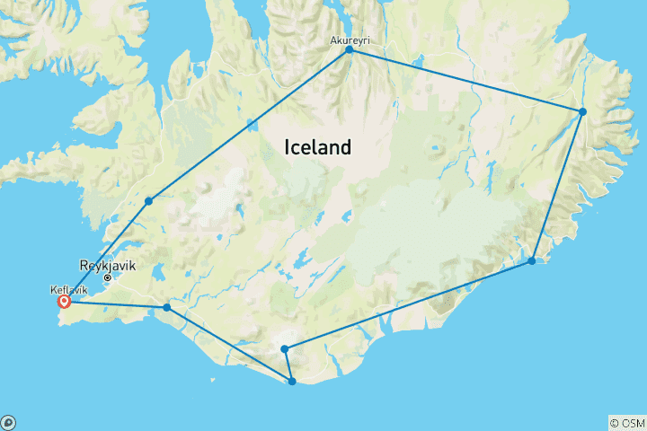 Carte du circuit Roadtrip en Islande : les forces de la nature sur la route circulaire (18 destinations)