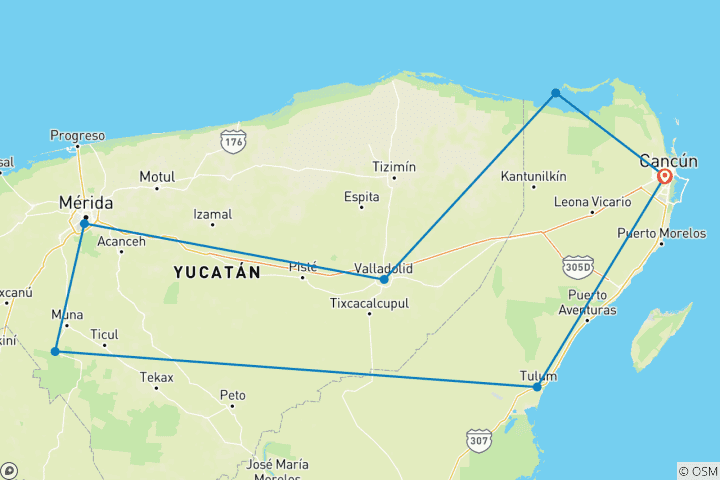 Carte du circuit Aventure mexicaine : mysticisme maya & magie des Caraïbes Holbox