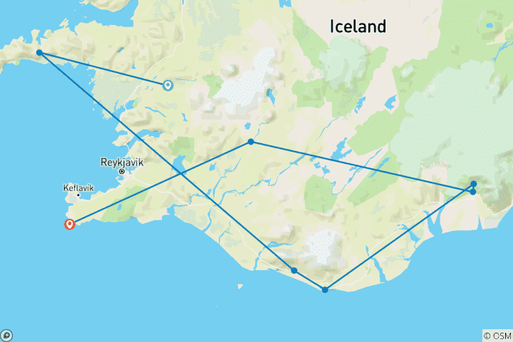 Carte du circuit Islande intense : road-trip aventure de la côte sud (from Reykholt to Gunnuhver)