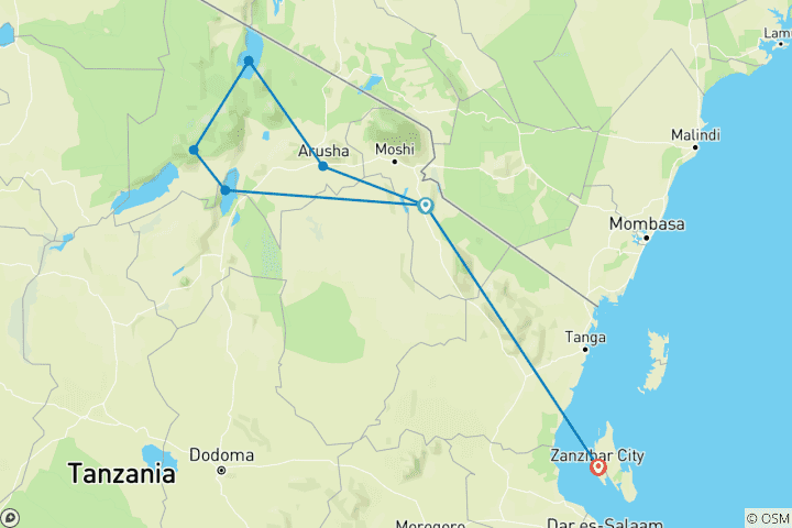 Carte du circuit Tanzanie & Zanzibar : Glamping parmi les Big Five