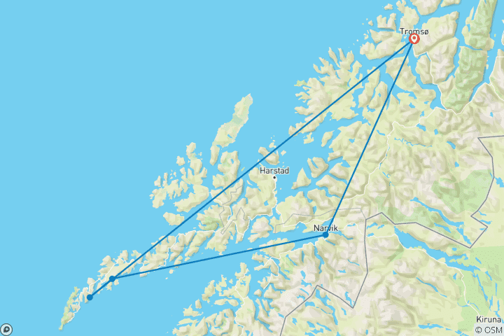 Carte du circuit L'aventure dans les îles Lofoten : Roadtrip vers des cabanes rouges sur pilotis (including Nusfjord)