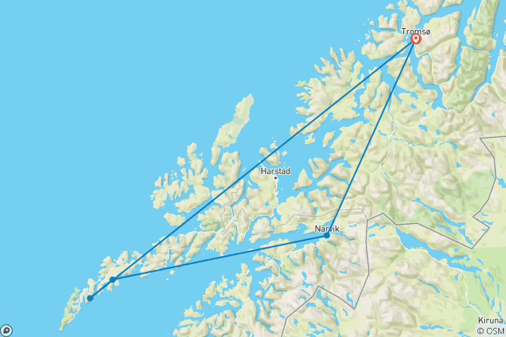 Carte du circuit L'aventure dans les îles Lofoten : Roadtrip vers des cabanes rouges sur pilotis (including Nusfjord)