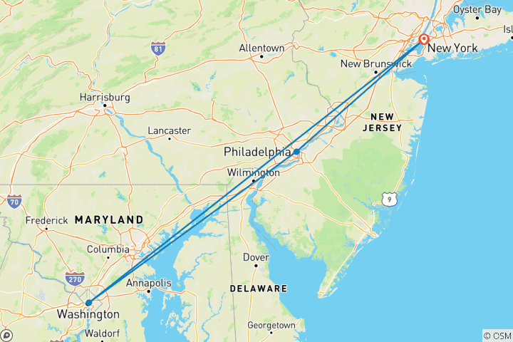 Carte du circuit USA by Train : Big Apple, Philly Streets & Capitol